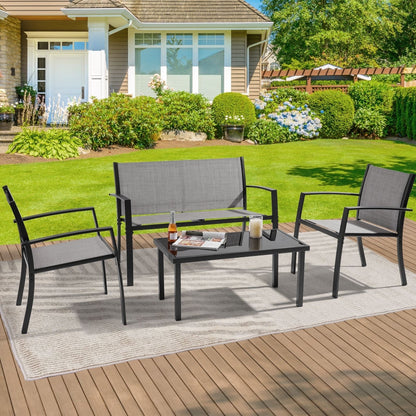 Bonosuki 4 Pieces Patio Furniture Sets Textilene Bistro Sets