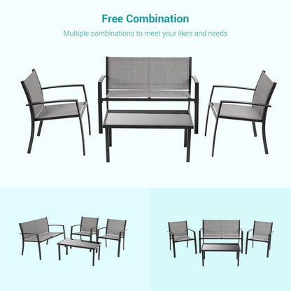 Bonosuki 4 Pieces Patio Furniture Sets Textilene Bistro Sets