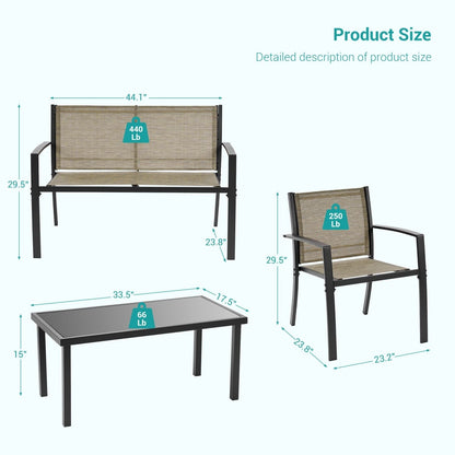 Bonosuki 4 Pieces Patio Furniture Sets Textilene Bistro Sets