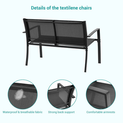 Bonosuki 4 Pieces Patio Furniture Sets Textilene Bistro Sets