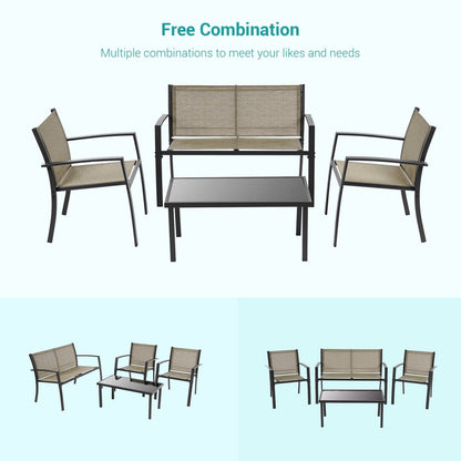 Bonosuki 4 Pieces Patio Furniture Sets Textilene Bistro Sets