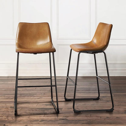 Bossin 18/26/30 inch Bar Stools,Counter Height Bar Stools with Back Modern PU Leather Stools Dining Chair with Footrest