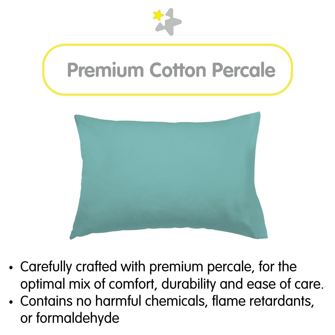BreathableBaby Cotton Percale Pillowcase, For 13 x 18/33 x 46 cm Toddler Pillow, Solids (2-Pack)