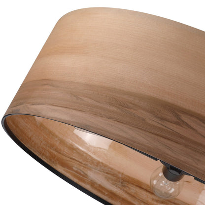 Breaux 4-Light Wood Veneer Drum Chandelier with Black Canopy - 22 in. W