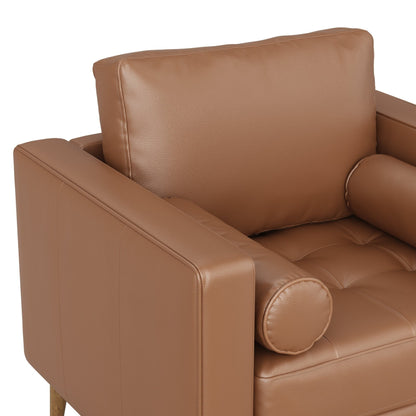 Breeze Mid Century Modern Sofa, Leather Couch with Tufted Cushion and Solid Wood Frame