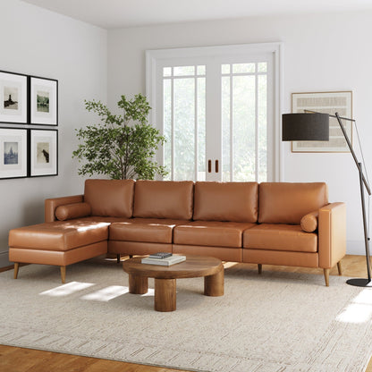 Breeze Mid Century Modern Sofa, Leather Couch with Tufted Cushion and Solid Wood Frame