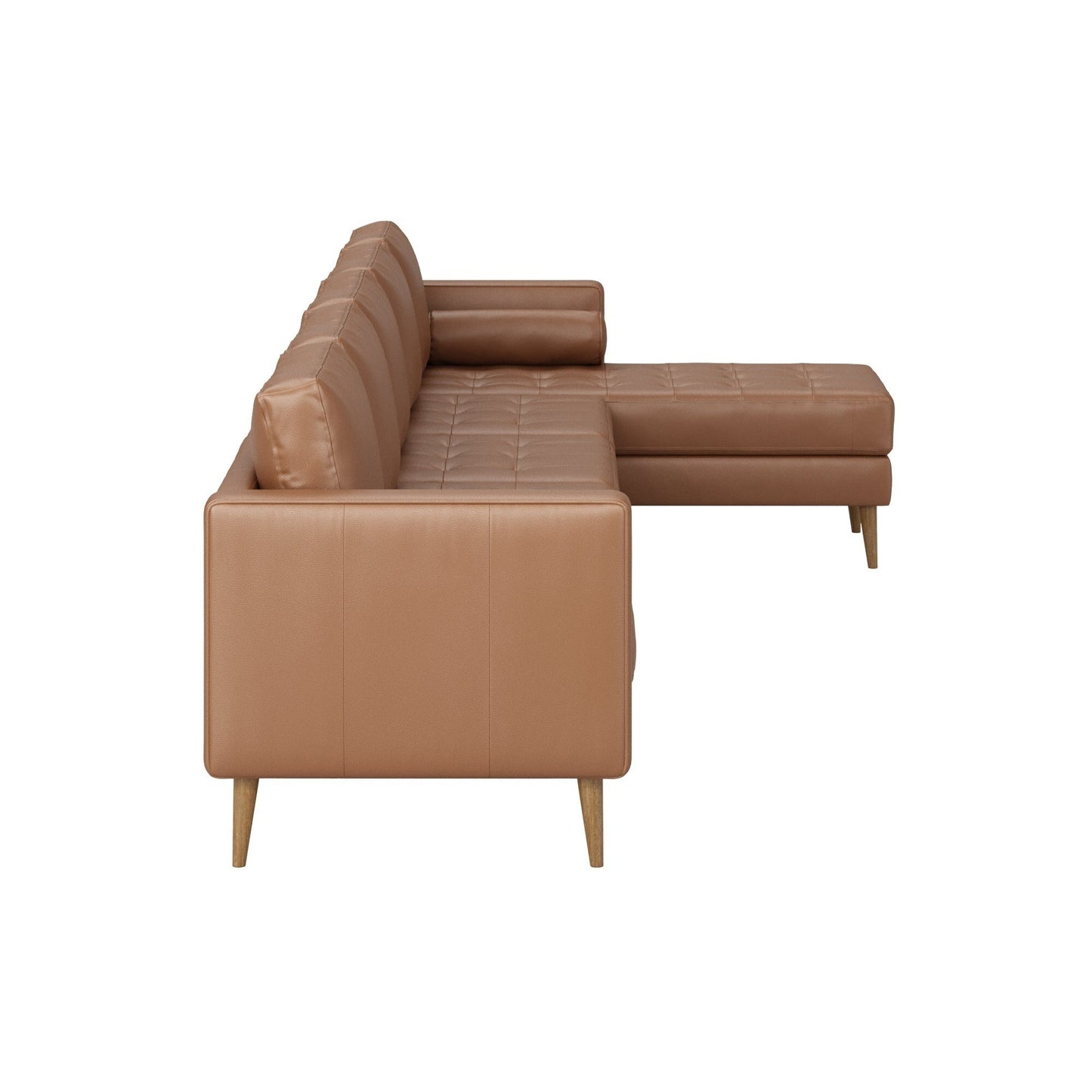 Breeze Mid Century Modern Sofa, Leather Couch with Tufted Cushion and Solid Wood Frame