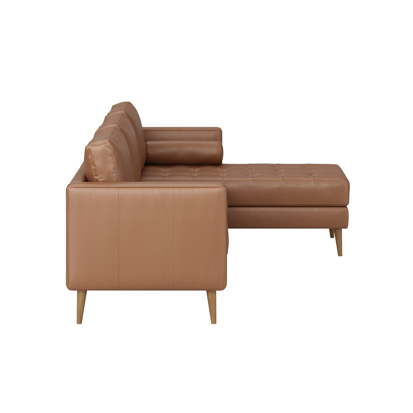 Breeze Mid Century Modern Sofa, Leather Couch with Tufted Cushion and Solid Wood Frame