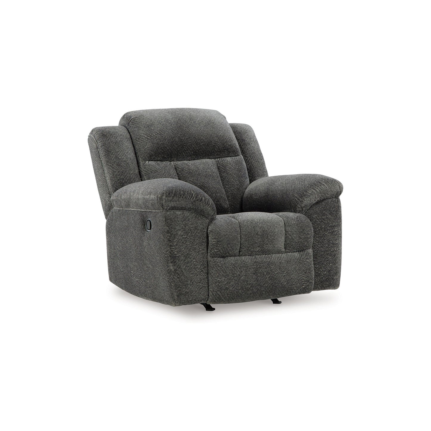 Briar Manual Rocker Recliner Chair, Dark Gray Polyester, Pillow Arms
