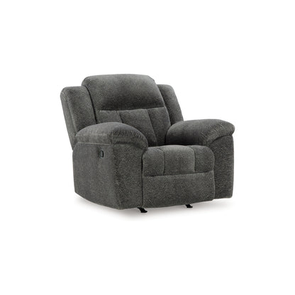 Briar Manual Rocker Recliner Chair, Dark Gray Polyester, Pillow Arms