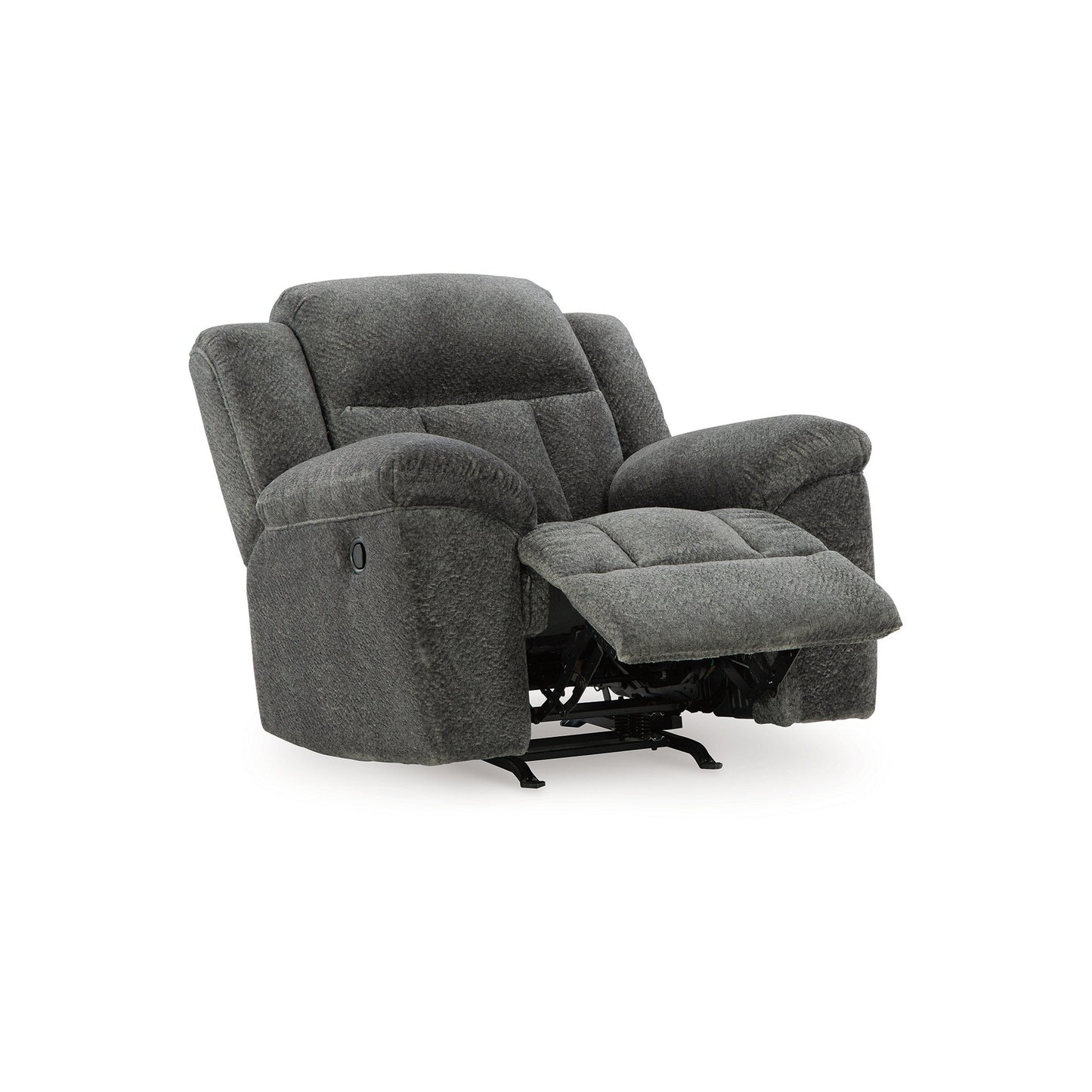 Briar Manual Rocker Recliner Chair, Dark Gray Polyester, Pillow Arms