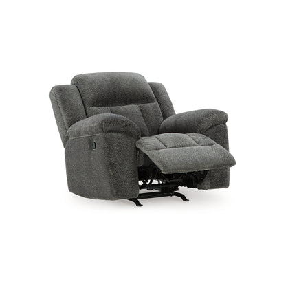 Briar Manual Rocker Recliner Chair, Dark Gray Polyester, Pillow Arms