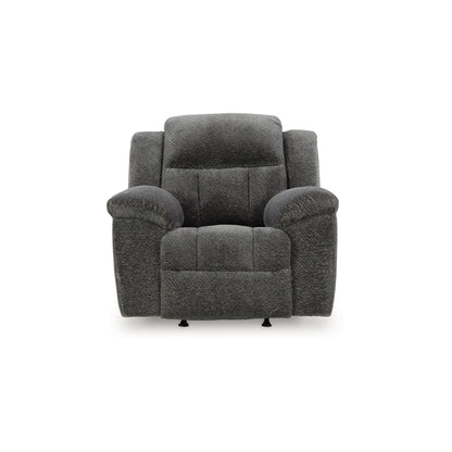 Briar Manual Rocker Recliner Chair, Dark Gray Polyester, Pillow Arms
