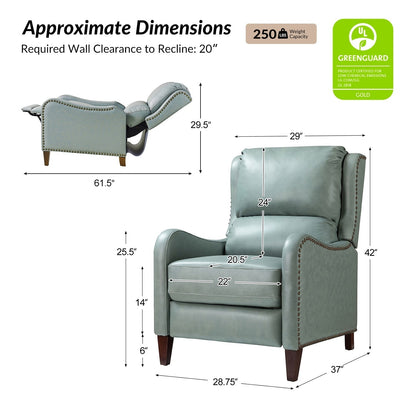 Brigida Modern Genuine Leather Nailhead Trim Recliner with Adjustable Footrest Set of 2 by HULALA HOME