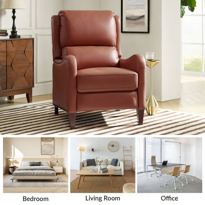 Brigida Modern Genuine Leather Nailhead Trim Recliner with Adjustable Footrest Set of 2 by HULALA HOME