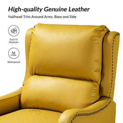 Brigida Modern Genuine Leather Nailhead Trim Recliner with Adjustable Footrest Set of 2 by HULALA HOME