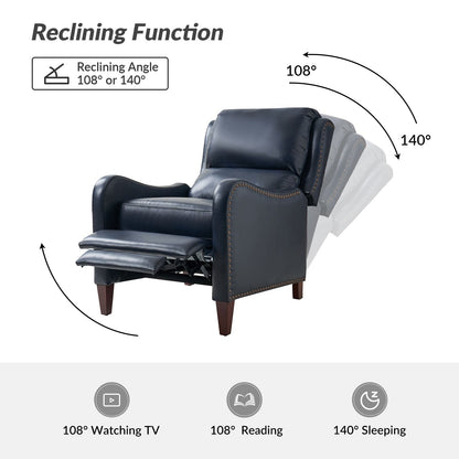 Brigida Modern Genuine Leather Nailhead Trim Recliner with Adjustable Footrest Set of 2 by HULALA HOME