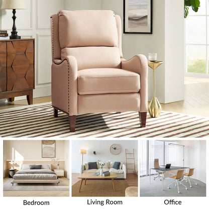 Brigida Modern Genuine Leather Nailhead Trim Recliner with Adjustable Footrest Set of 2 by HULALA HOME