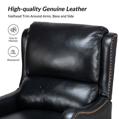 Brigida Modern Genuine Leather Nailhead Trim Recliner with Adjustable Footrest Set of 2 by HULALA HOME