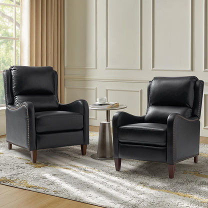 Brigida Modern Genuine Leather Nailhead Trim Recliner with Adjustable Footrest Set of 2 by HULALA HOME