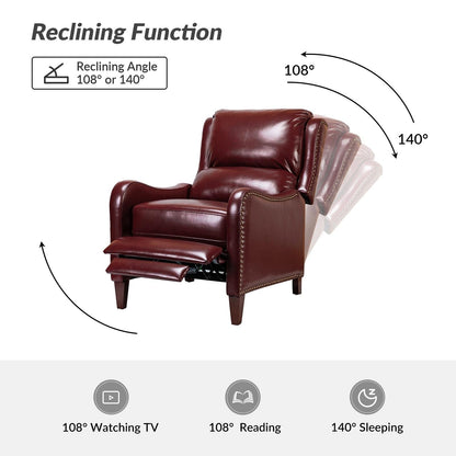Brigida Modern Genuine Leather Nailhead Trim Recliner with Adjustable Footrest Set of 2 by HULALA HOME