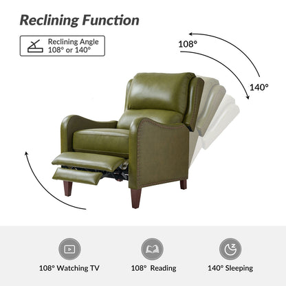 Brigida Modern Genuine Leather Nailhead Trim Recliner with Adjustable Footrest Set of 2 by HULALA HOME