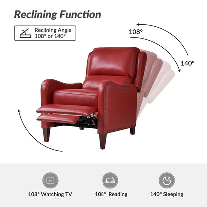 Brigida Modern Genuine Leather Nailhead Trim Recliner with Adjustable Footrest Set of 2 by HULALA HOME