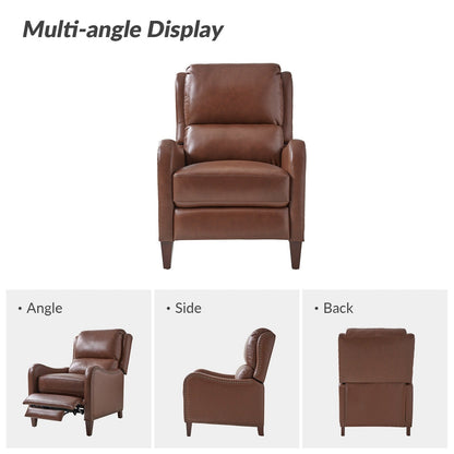 Brigida Modern Genuine Leather Nailhead Trim Recliner with Adjustable Footrest Set of 2 by HULALA HOME