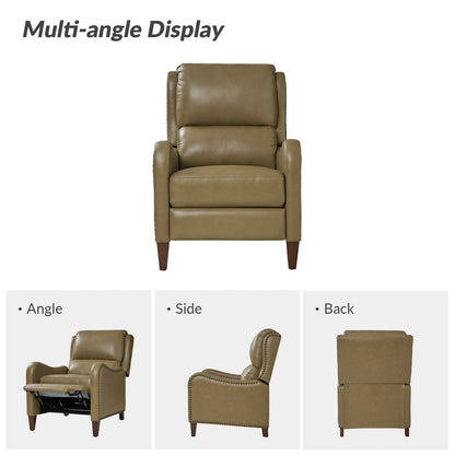 Brigida Modern Genuine Leather Nailhead Trim Recliner with Adjustable Footrest Set of 2 by HULALA HOME
