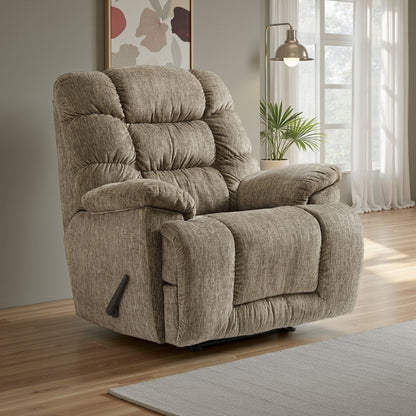 Bril Manual Recliner Chair, 44 Inch, Oversized, Taupe Gray Polyester