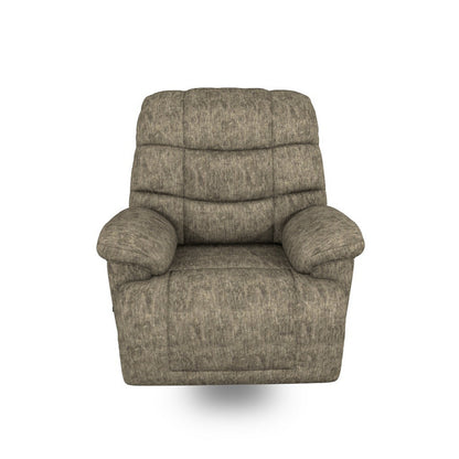 Bril Manual Recliner Chair, 44 Inch, Oversized, Taupe Gray Polyester