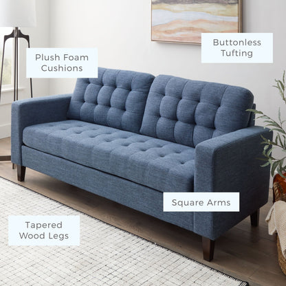 Brookside Brynn 76-in. Square-arm Faux Leather/Velvet/Fabric Sofa
