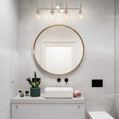 Brushed Nickel 4-Light Modern Vanity Light with Clear Glass Shades - Brushed Nickel