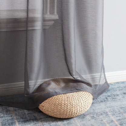 HLC.me Lauren Semi Sheer Rod Pocket & Back Tab Window Curtains Panels, Set of 2
