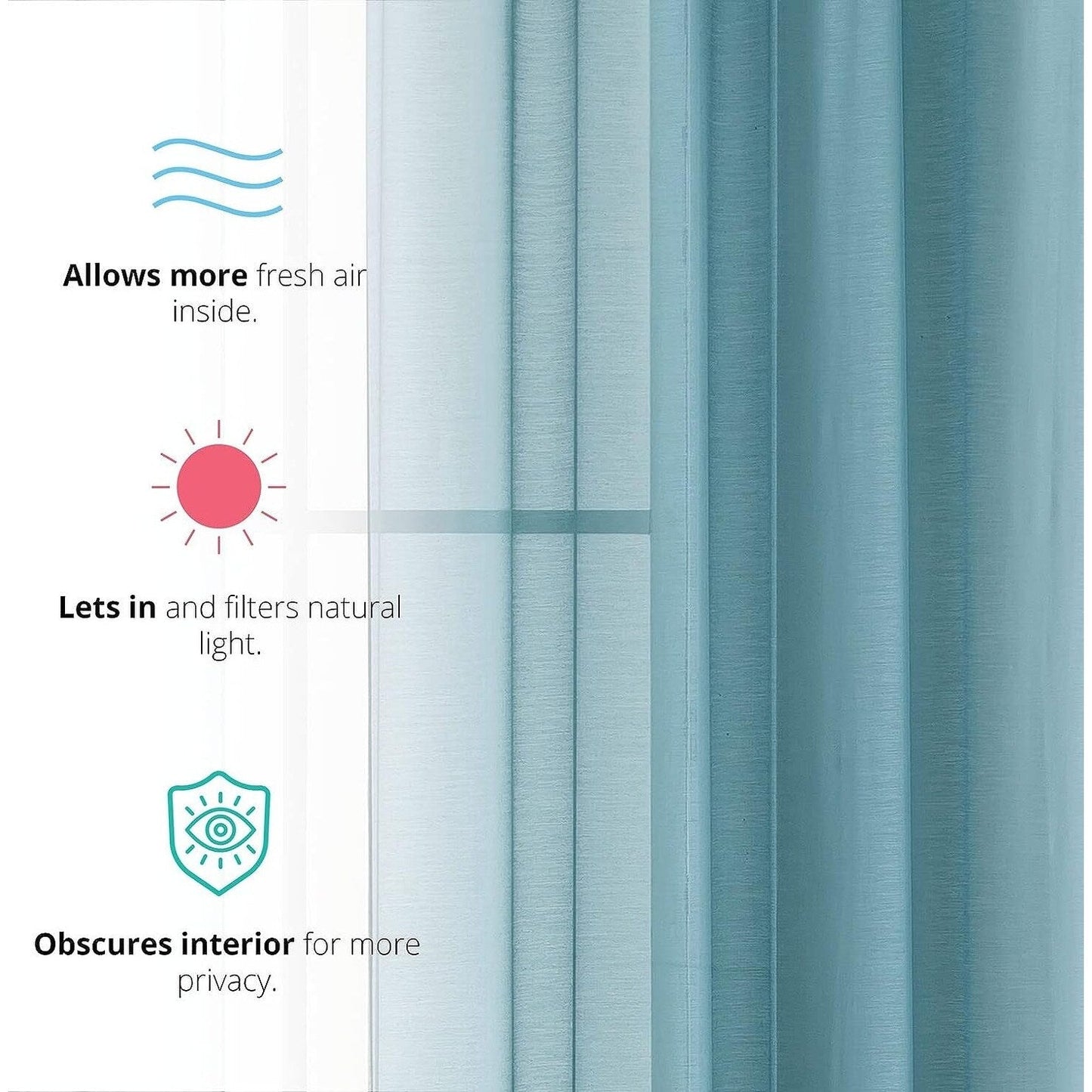 HLC.me Lauren Semi Sheer Rod Pocket & Back Tab Window Curtains Panels, Set of 2