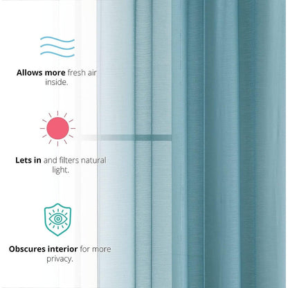 HLC.me Lauren Semi Sheer Rod Pocket & Back Tab Window Curtains Panels, Set of 2