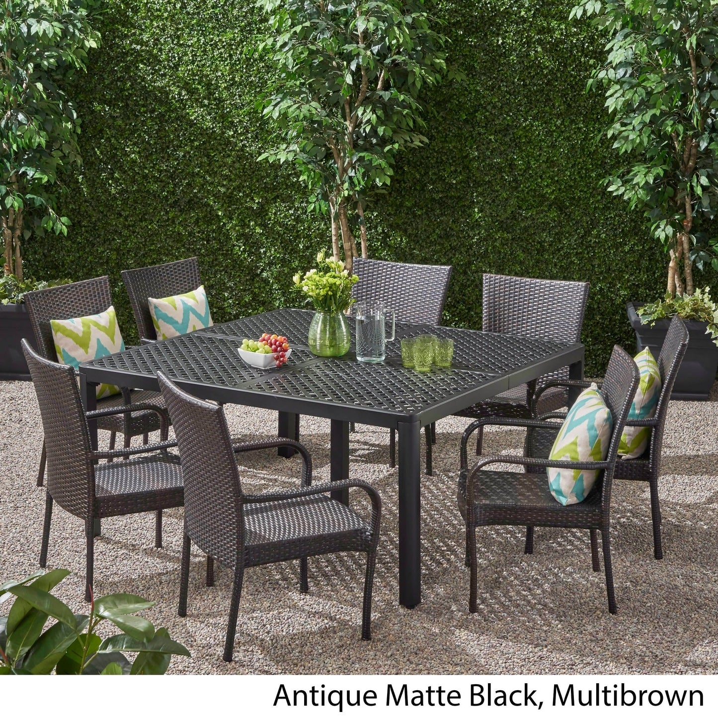 Bullpond Aluminum/ Brown Wicker 9-piece Outdoor Dining Set by Christopher Knight Home