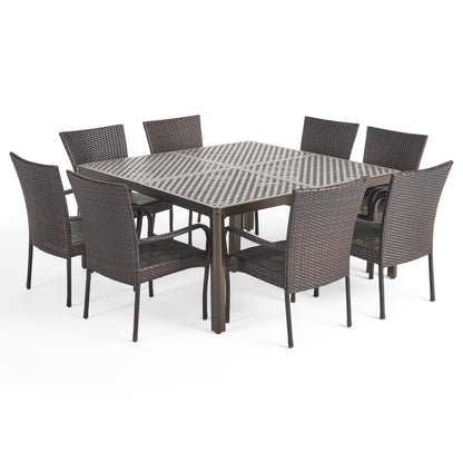 Bullpond Aluminum/ Brown Wicker 9-piece Outdoor Dining Set by Christopher Knight Home