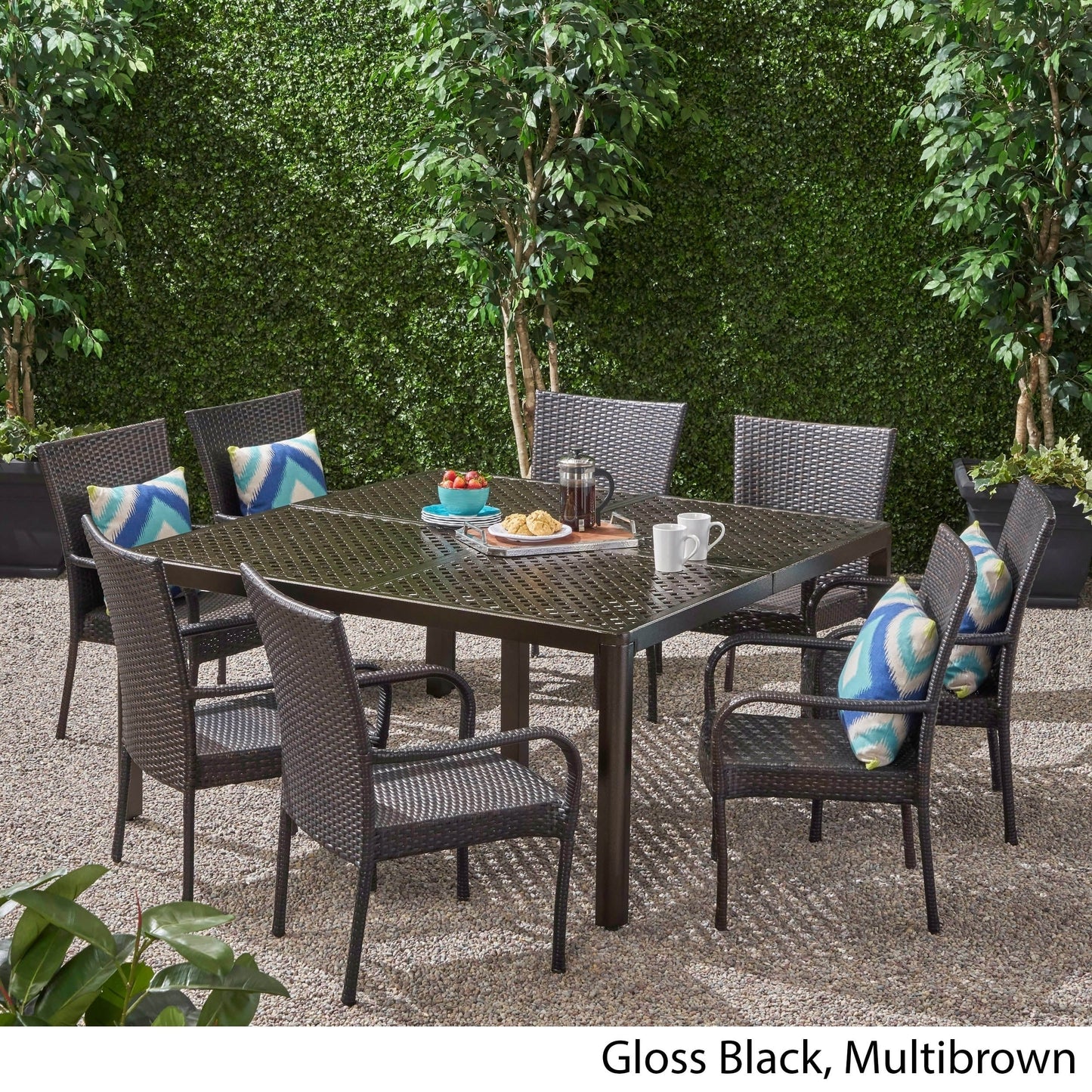 Bullpond Aluminum/ Brown Wicker 9-piece Outdoor Dining Set by Christopher Knight Home
