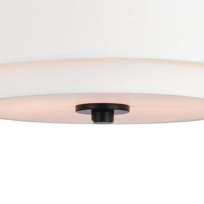 Burnaby Mid-Century Modern Ceiling Mount Light White Linen Drum Shade