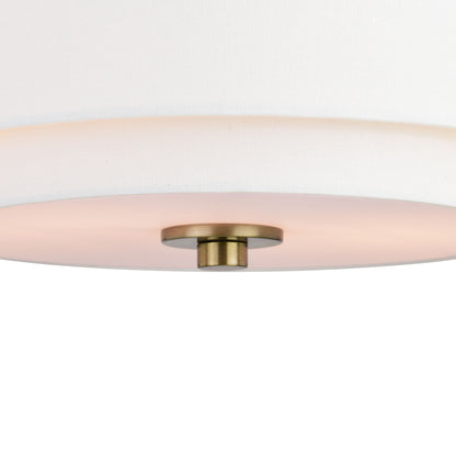 Burnaby Mid-Century Modern Ceiling Mount Light White Linen Drum Shade