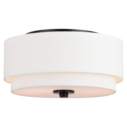 Burnaby Mid-Century Modern Ceiling Mount Light White Linen Drum Shade