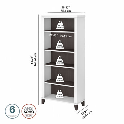 Bush Furniture Somerset Tall 5 Shelf Bookcase with Adjustable Shelves