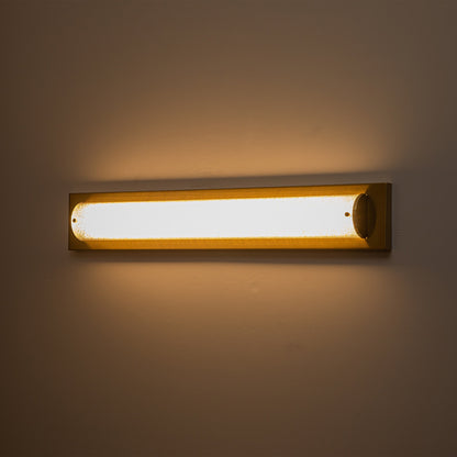 C Cattleya 28 Brushed Gold Integrated LED Bathroom Vanity Light Bar with Clear Sandy Glass