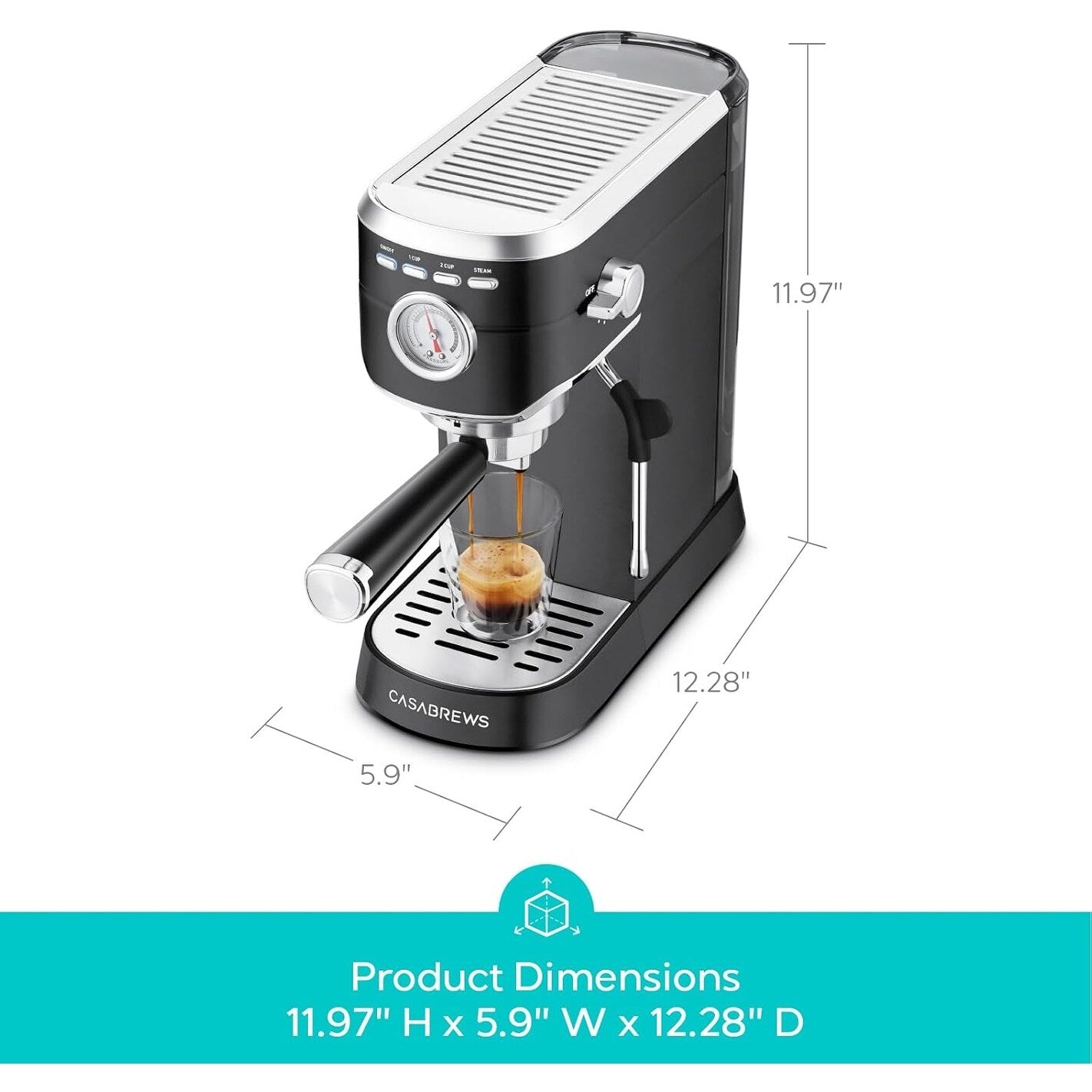 CASABREWS CM5418 Espresso Machine 20 Bar with Milk Frothing Steam Wand