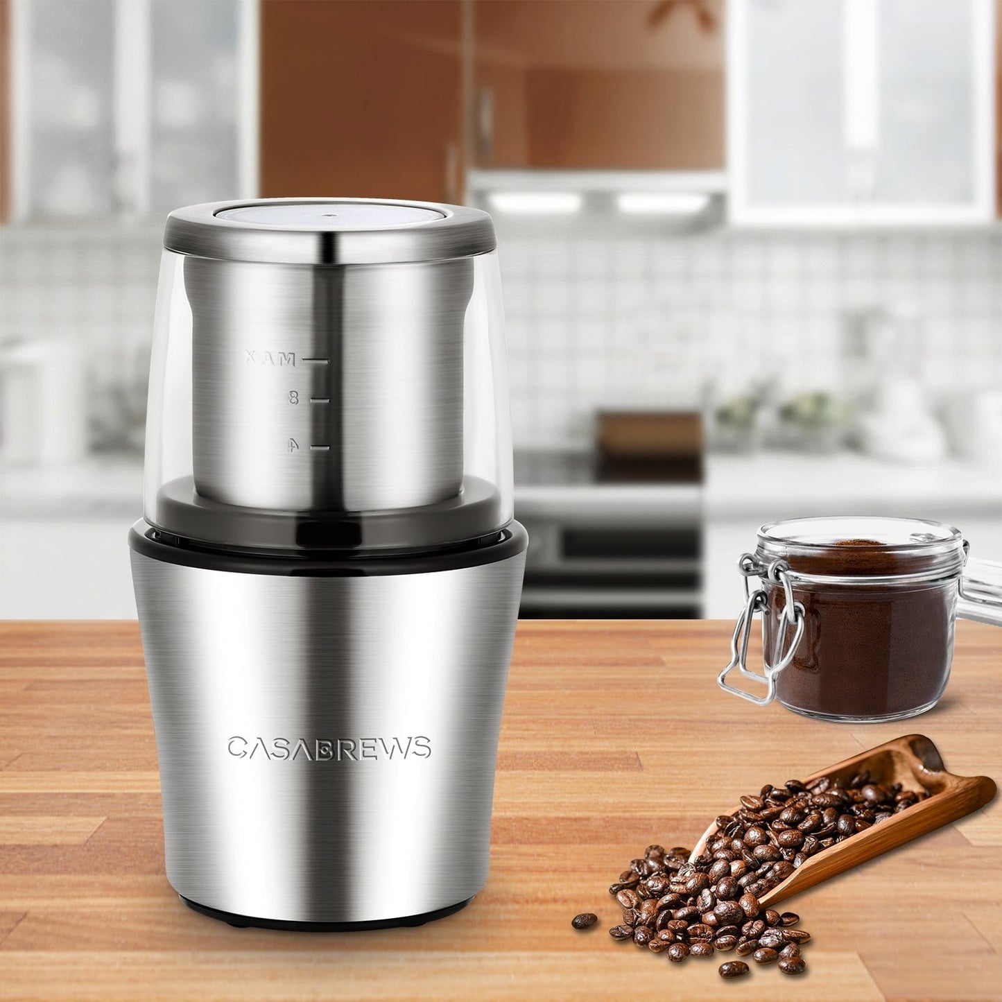 CASABREWS KWG130 Electric Coffee Grinder One Touch Operation, Silver - N/A