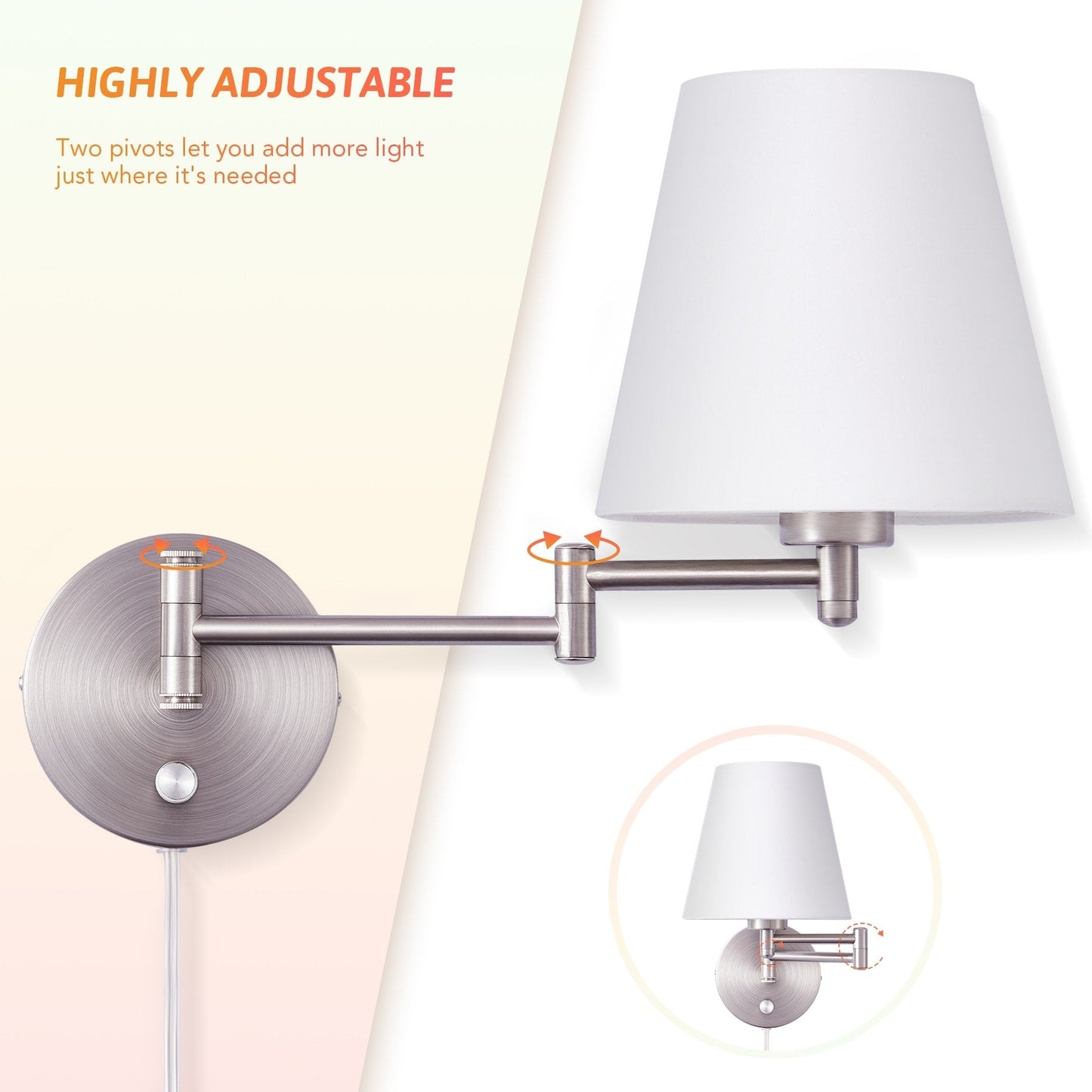 CO-Z Plug-in Swing Arm Wall Mount Sconce