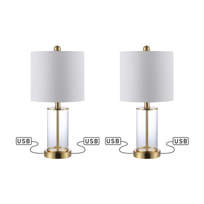 Cabell 21 Glass Modern Contemporary USB Charging LED Table Lamp, Oil Rubbed Bronze (Set of 2) by JONATHAN Y