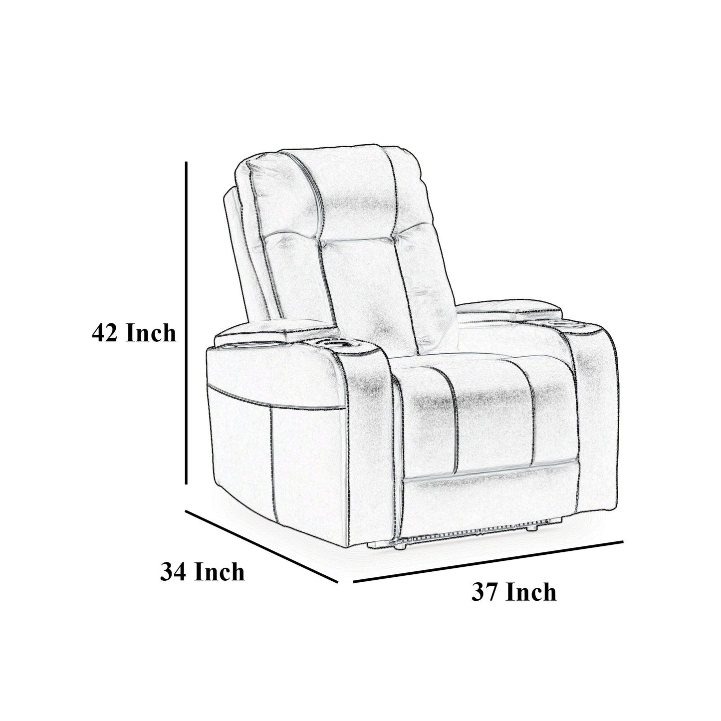Callum Power Recliner Chair, Adjustable Headrest, Black Faux Leather