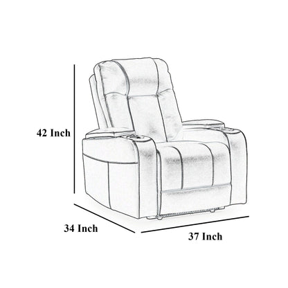 Callum Power Recliner Chair, Adjustable Headrest, Black Faux Leather